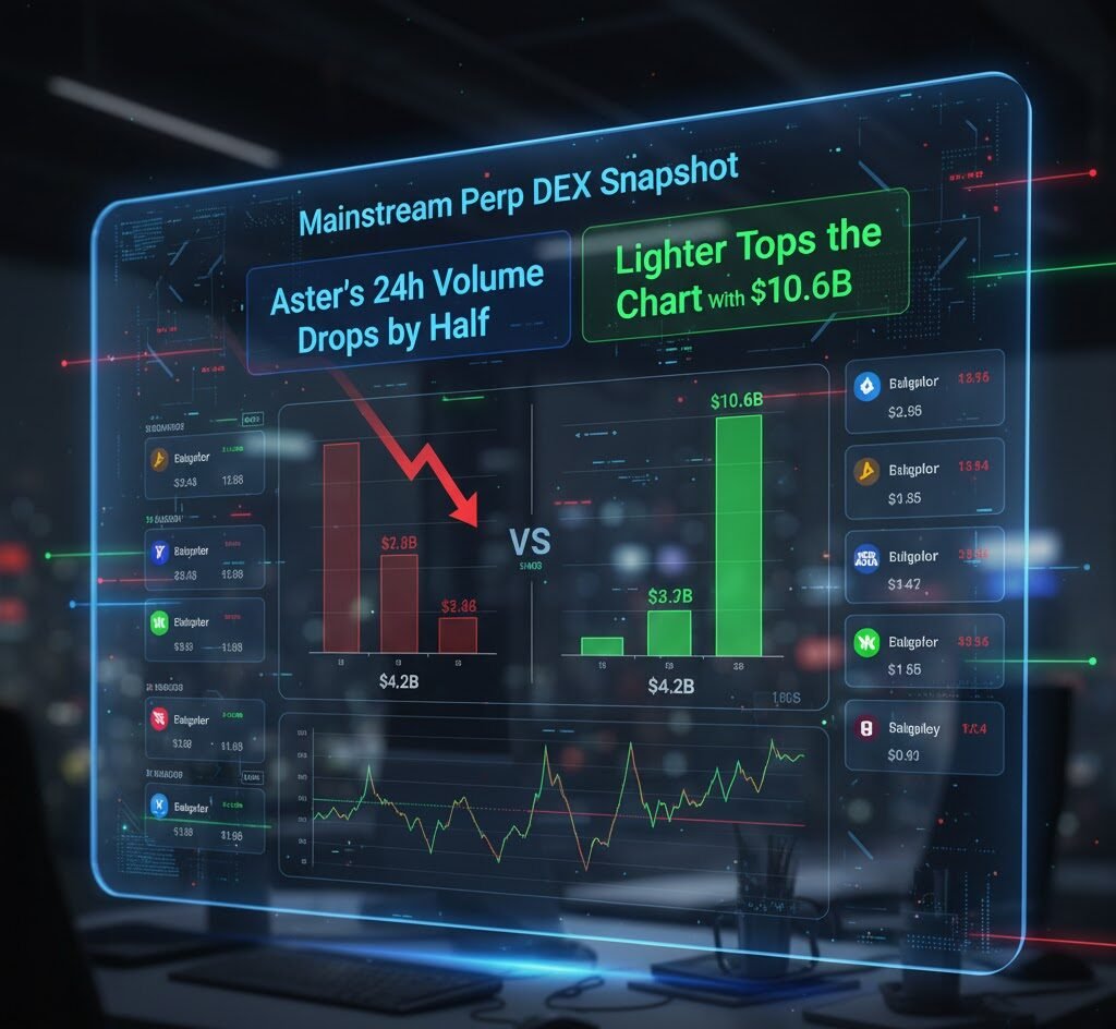 Mainstream Perp DEX Snapshot: Aster’s 24h Volume Drops by Half as Lighter Tops the Chart With $10.6B