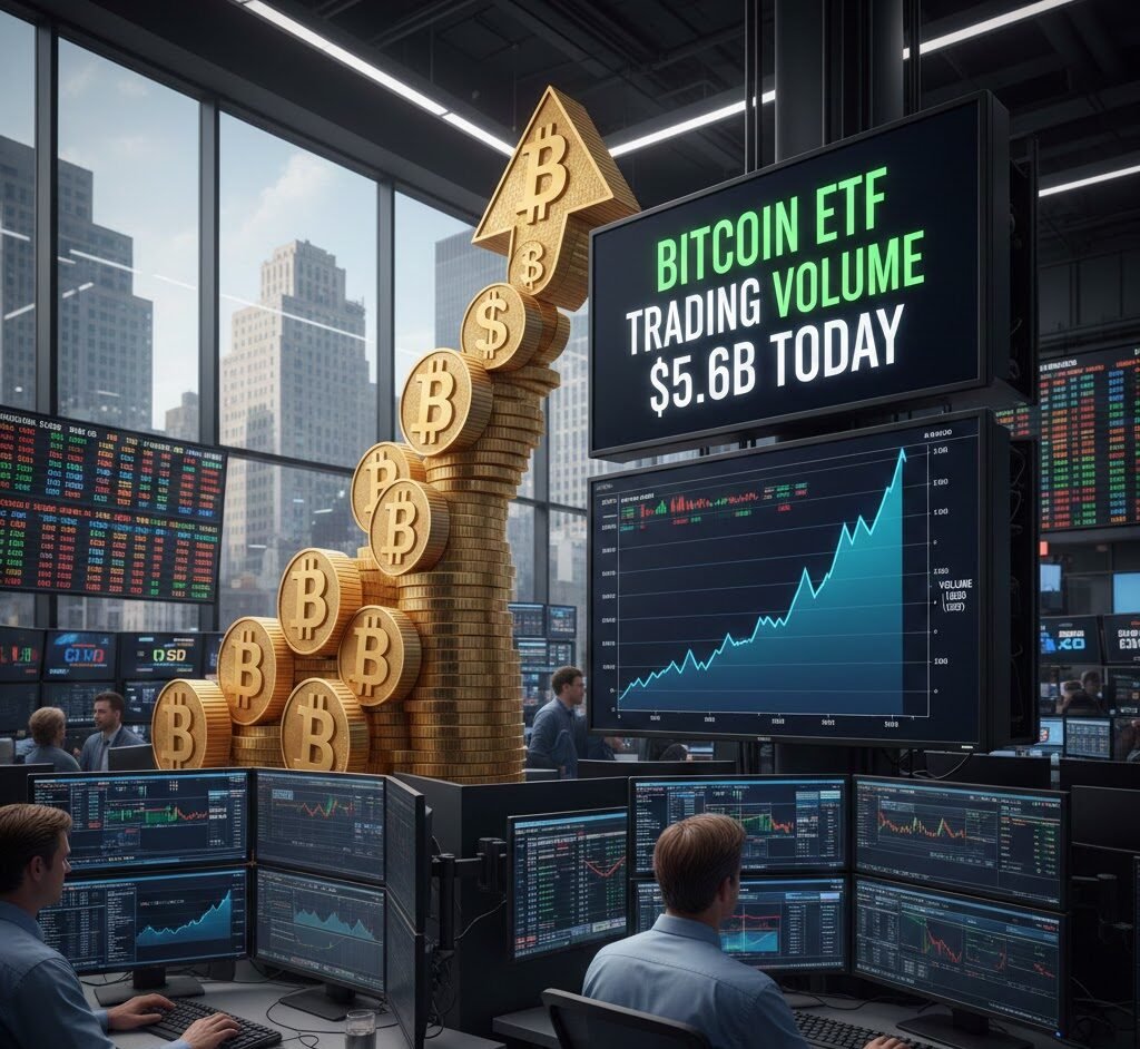Bitcoin ETF Trading Volume Climbs to $5.6B Today