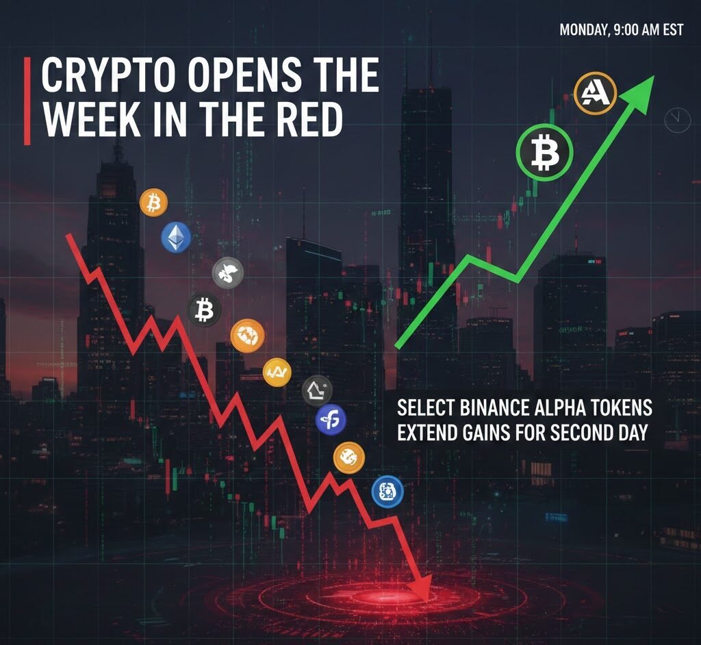 Crypto Opens the Week in the Red as Select Binance Alpha Tokens Extend Gains for a Second Day
