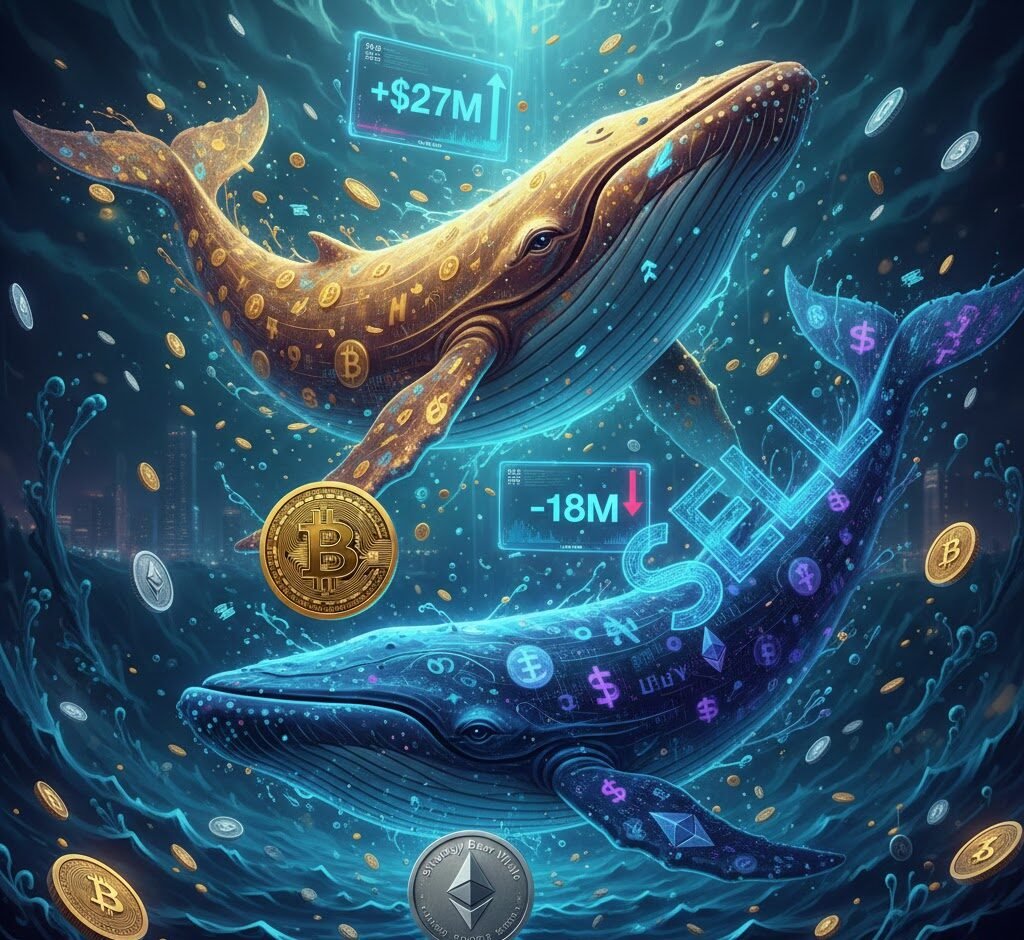 Top Whale Watch: "BTC OG Insider Whale" Sees $27M Paper Profit, "Strategy Bear Whale" Adds $18M to ETH Short Position