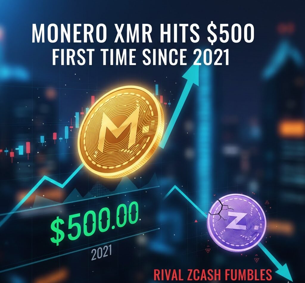 Monero's XMR hits $500 for the first time since 2021 as rival Zcash fumbles
