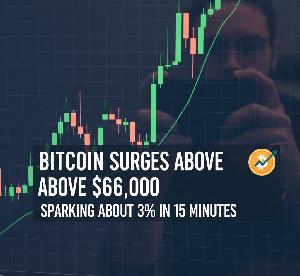 Bitcoin Surges Above $66,000, Spiking About 3% in 15 Minutes