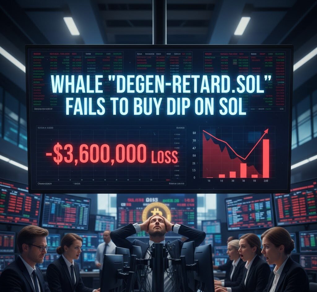 Whale "degen-retard.sol" Fails to Buy the Dip on SOL, Exits with $3.6 Million Loss