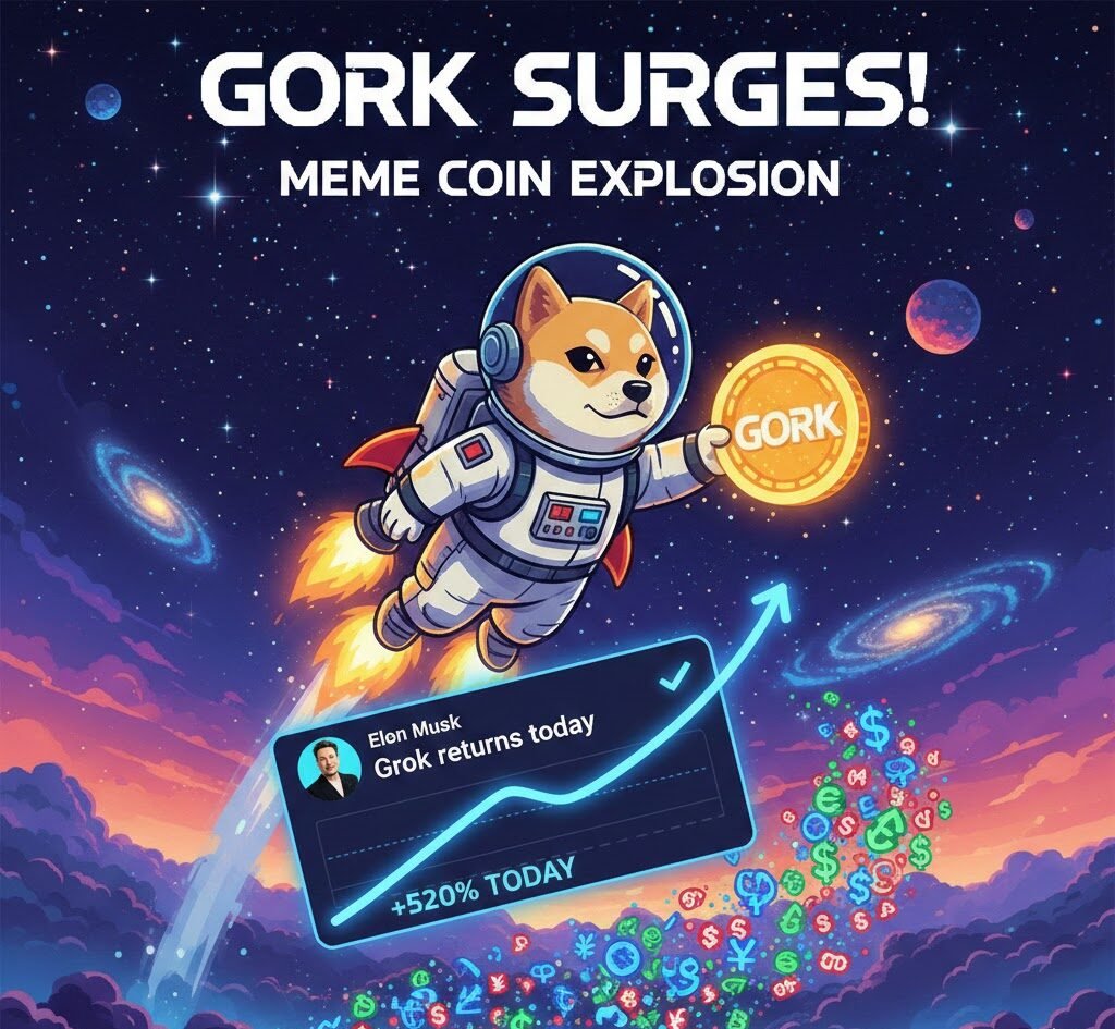 Following Musk's tweet "Grok returns today," the long-standing Meme coin gork surged over 520% in a single day