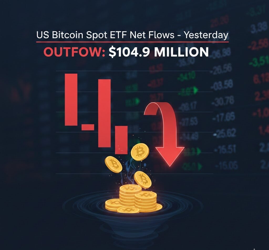 Yesterday the US Bitcoin Spot ETF saw a net outflow of $104.9 million