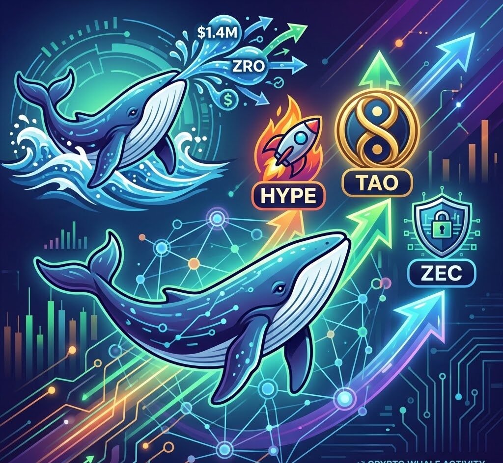 A whale withdrew $1.4 million worth of ZRO in the past 12 hours and is actively longing HYPE, TAO, and ZEC.