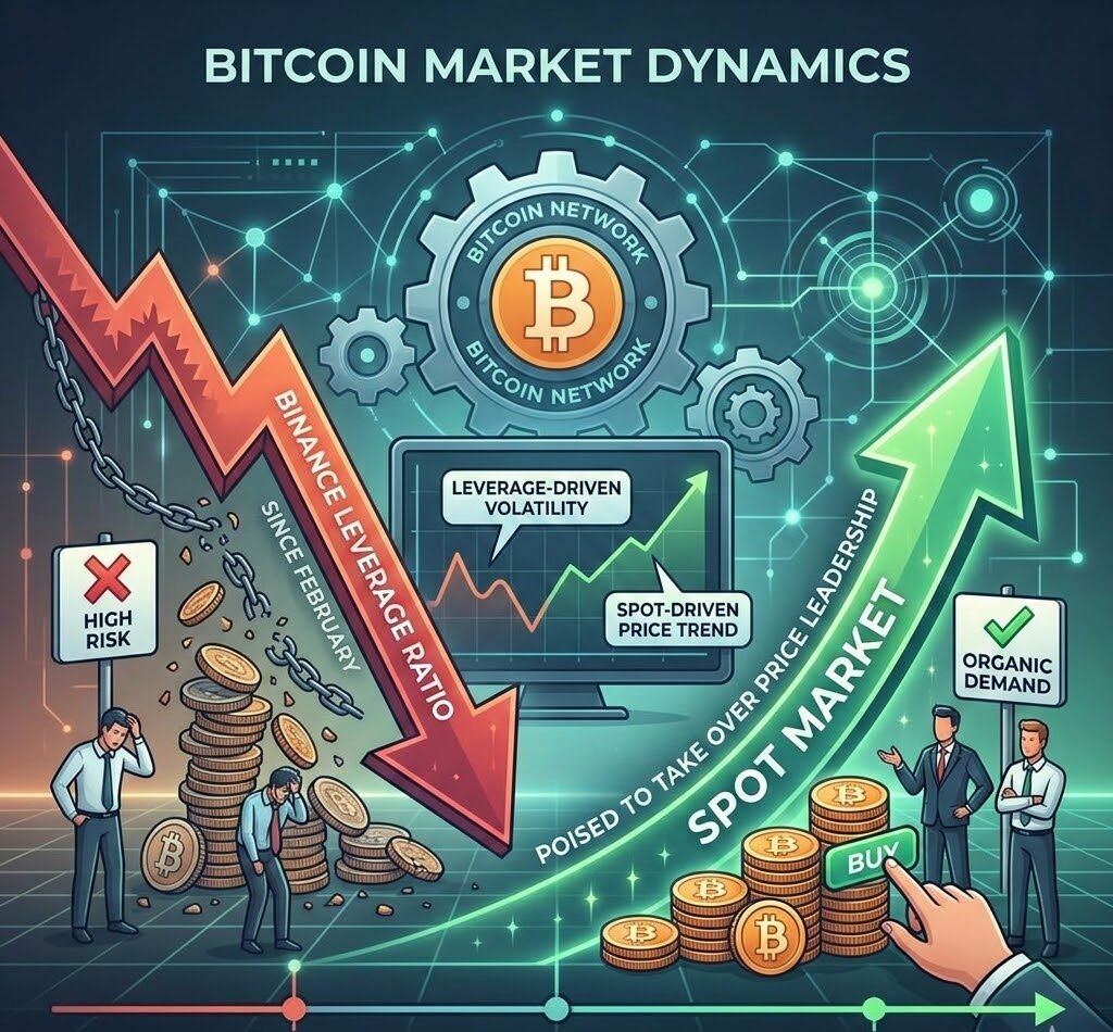 Bitcoin Leverage Ratio on Binance Sees Steep Drop Since February, Spot Market Poised to Take Over Price Leadership