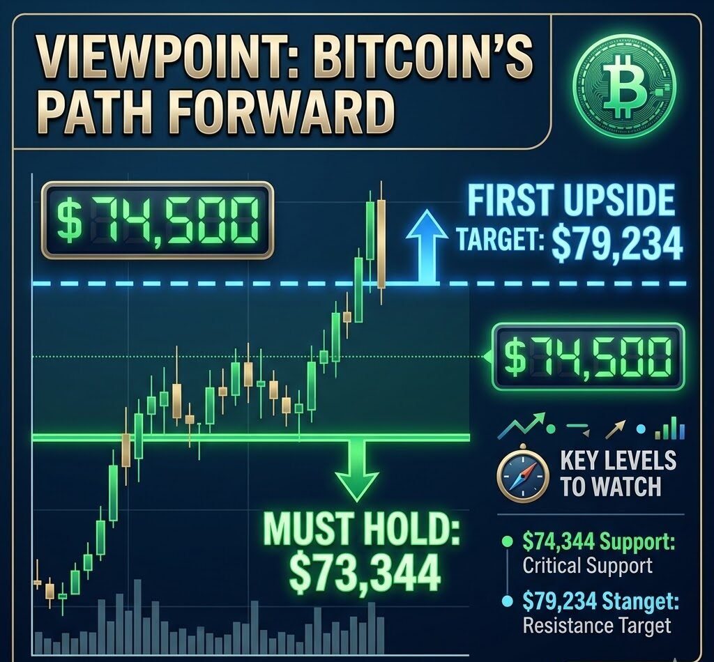 Viewpoint: Bitcoin Must Hold $73,344, First Upside Target Is $79,234
