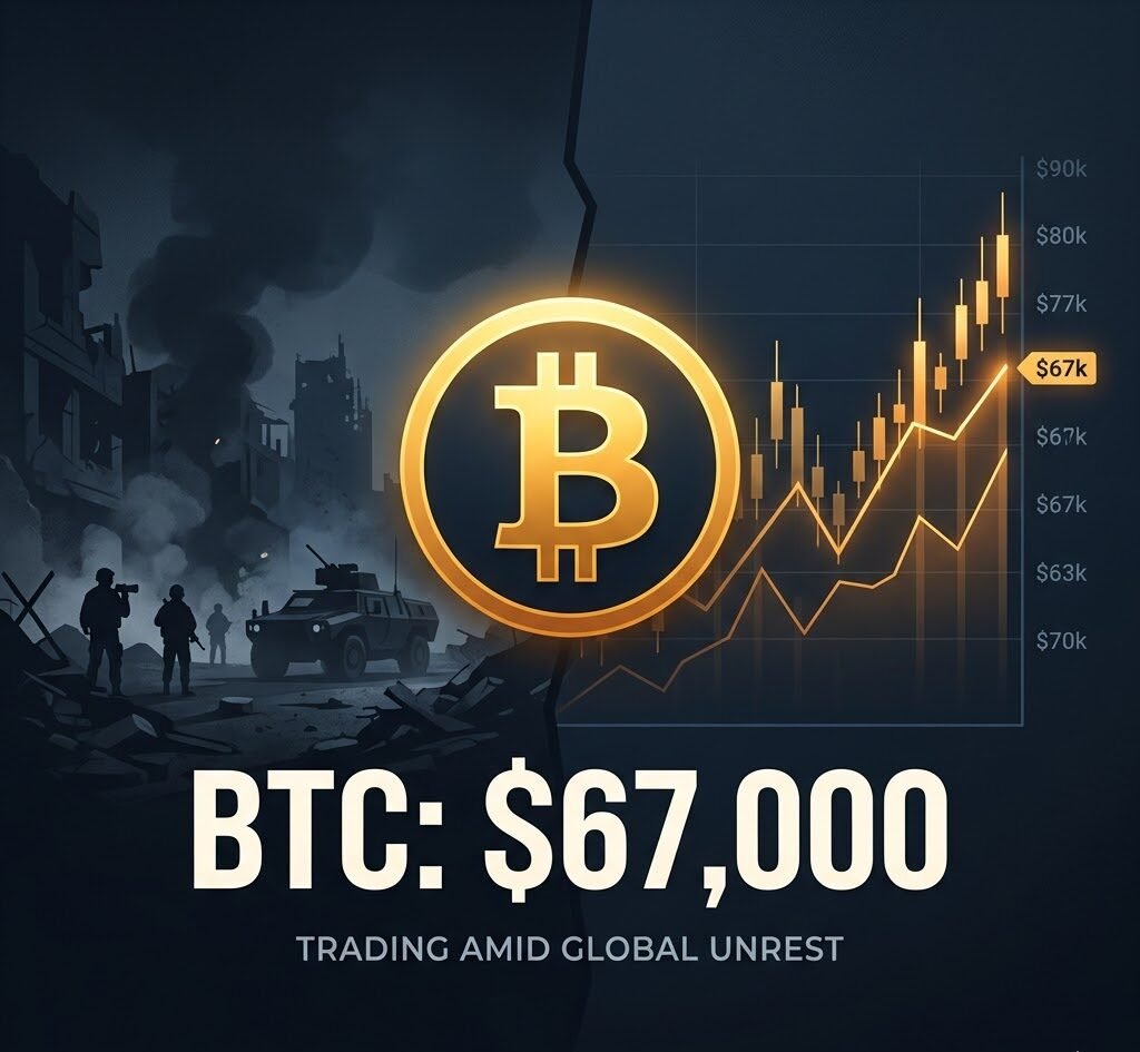 Bitcoin Trades Near $67,000 Amid Conflict