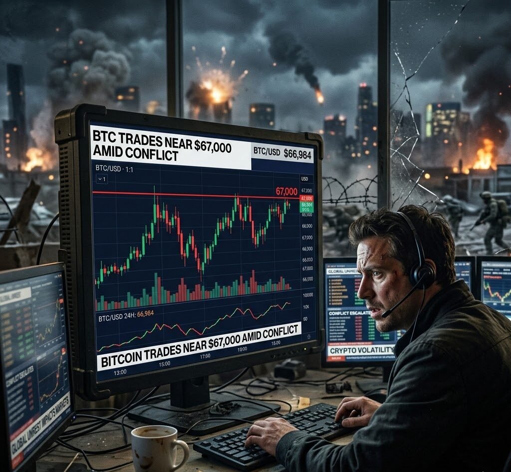 Bitcoin Trades Near $67,000 Amid Conflict