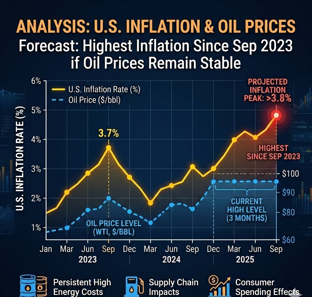 Analysis: If oil prices remain at their current level for 3 months, the U.S. inflation rate will reach its highest level since September 2023