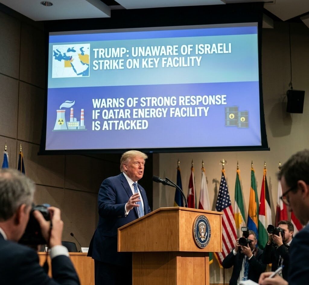 Trump: Unaware of Israel's Strike on Key Facility, Warns of Strong Response if Qatar Energy Facility is Attacked