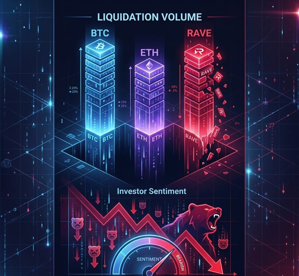 RAVE liquidation volume ranks third, following only BTC and ETH, with investors' bearish sentiment soaring