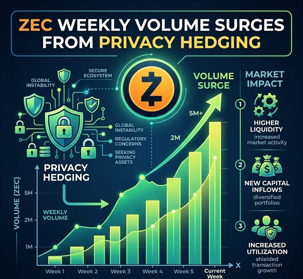 ZEC Weekly Volume Surges From Privacy Hedging