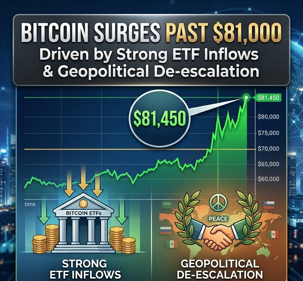 Bitcoin Surges Past $81K on Strong ETF Inflows and Geopolitical De-escalation