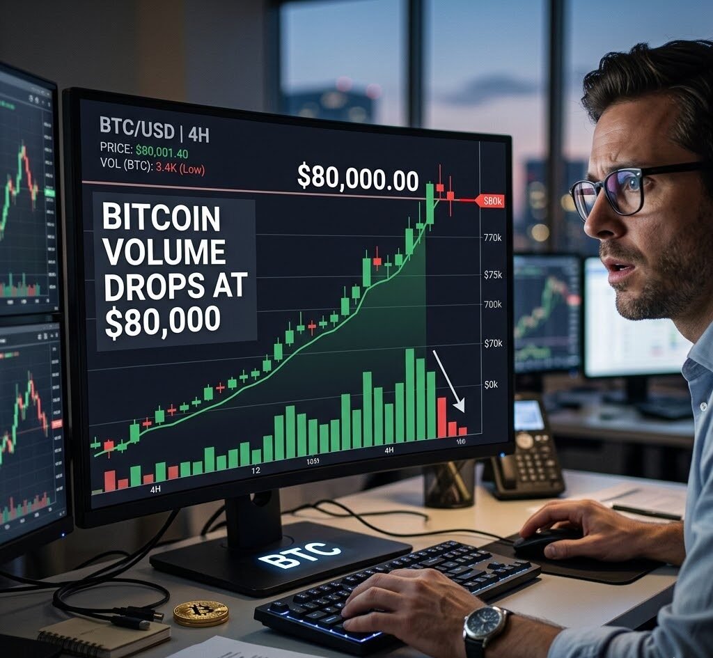 Bitcoin Volume Drops at $80,000