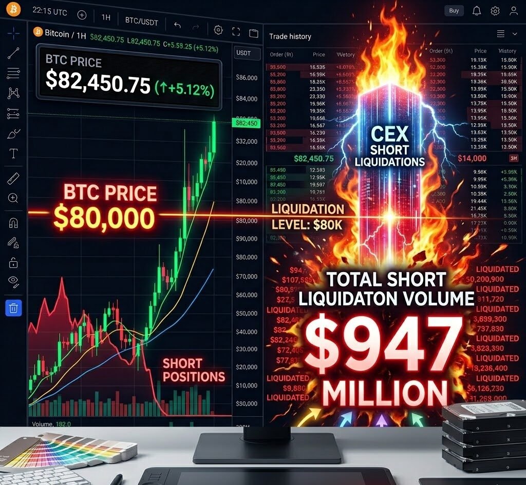 If Bitcoin surpasses $80,000, the mainstream CEX's total short liquidation volume will reach $947 million.
