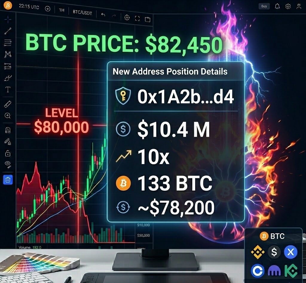 The new address has gone long on 133 BTC with 10x leverage, with a position size of $10.4 million.