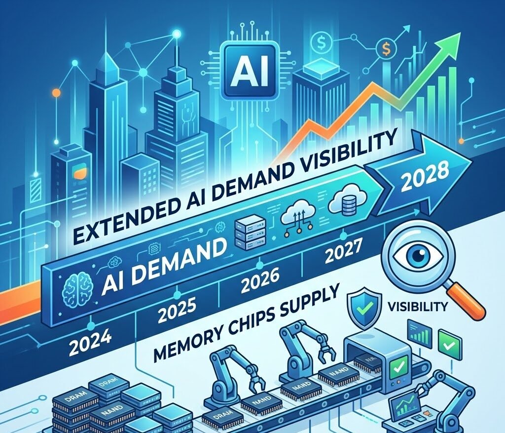Bank of America: AI demand visibility has extended to 2028, with limited risk of oversupply in memory chips.