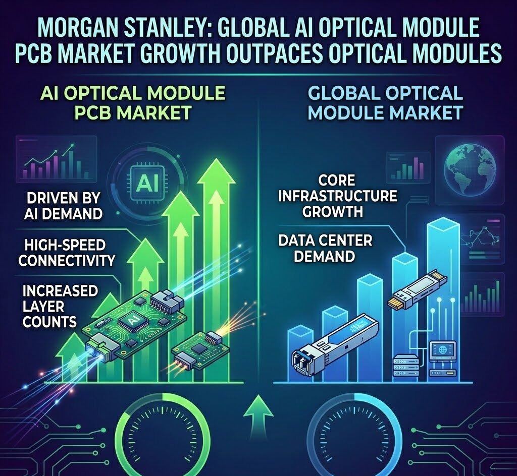 Morgan Stanley: Global AI Optical Module PCB Market Size May See a CAGR of Up to 83%, Far Outpacing the 60% Growth Rate of the Optical Module During the Same Period