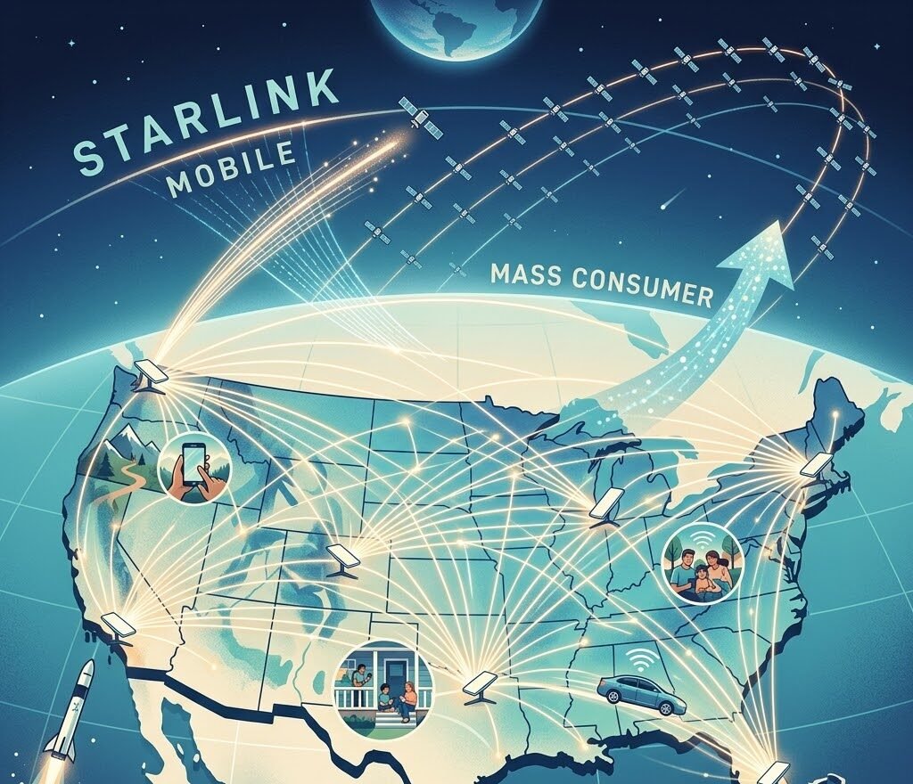 SpaceX plans to roll out Starlink mobile services to the U.S. mass consumer market.