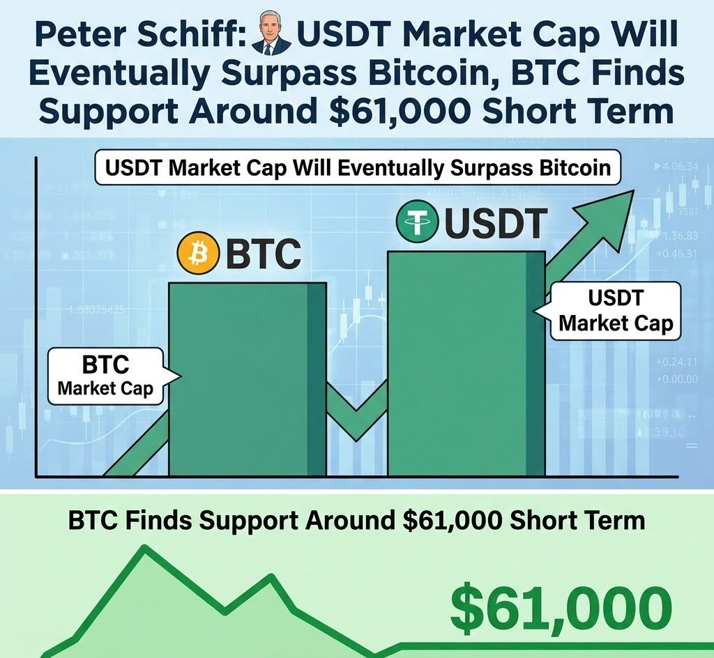Peter Schiff: USDT Market Cap Will Eventually Surpass Bitcoin, BTC Finds Support Around $61,000 Short Term