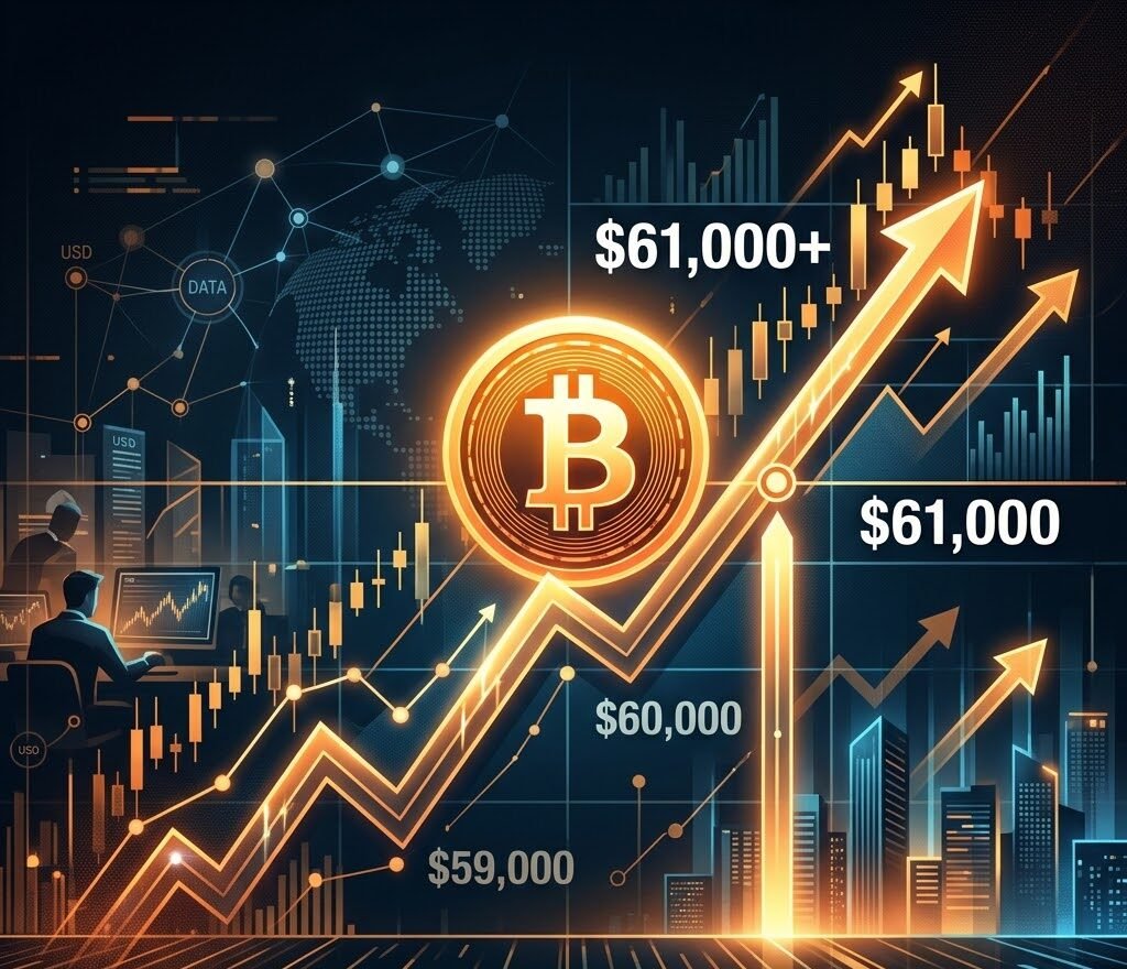 Bitcoin (BTC) Surges Past $61,000 Mark