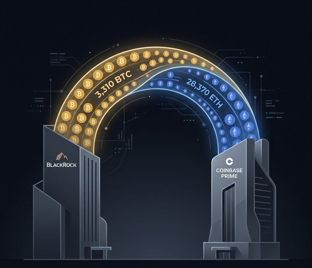 BlackRock transferred 3,310 BTC and 28,370 ETH to Coinbase Prime.