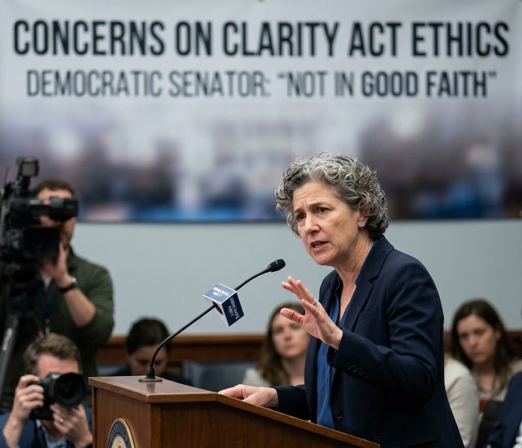 US Democratic Senator slams ethics provisions of Republican CLARITY Act, calling the draft "not in good faith"