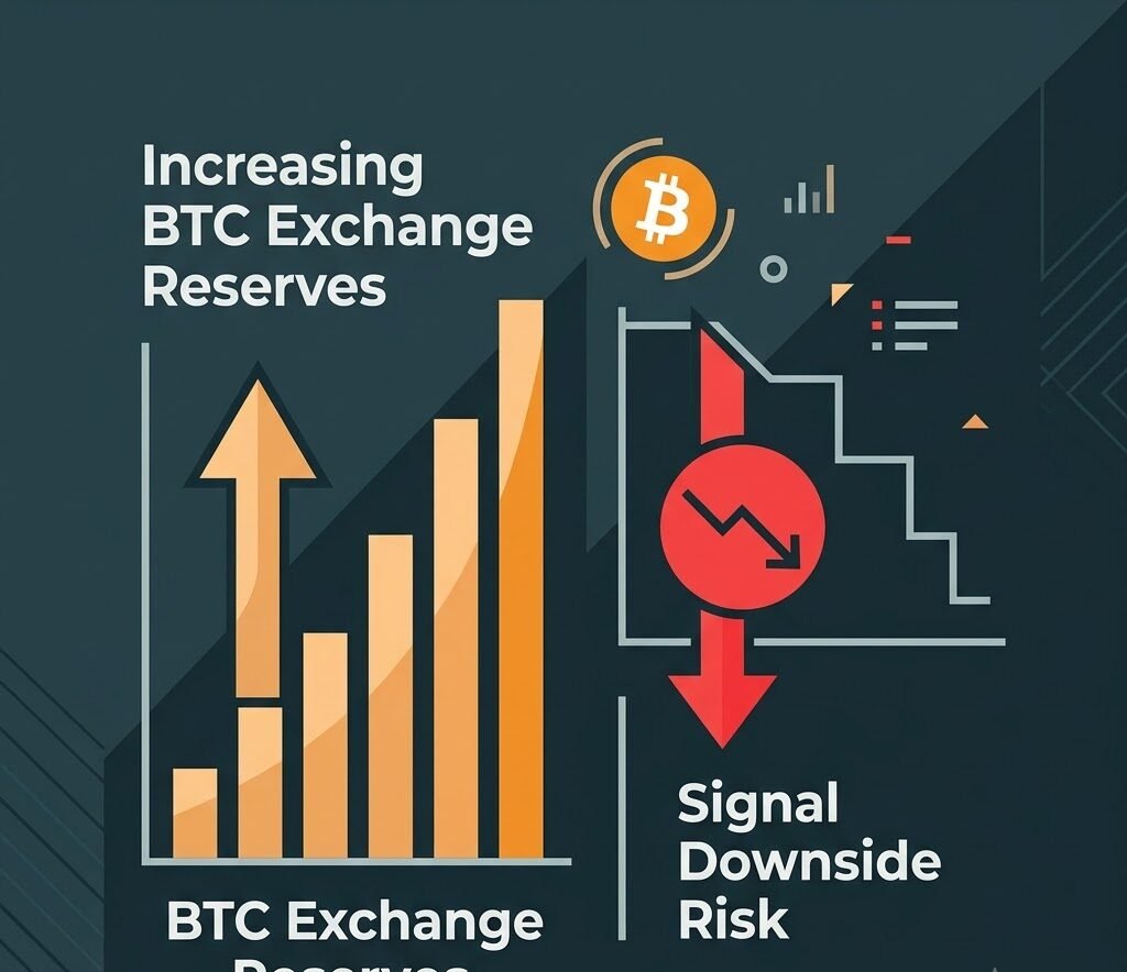 Increasing BTC Exchange Reserves Signal Downside Risk
