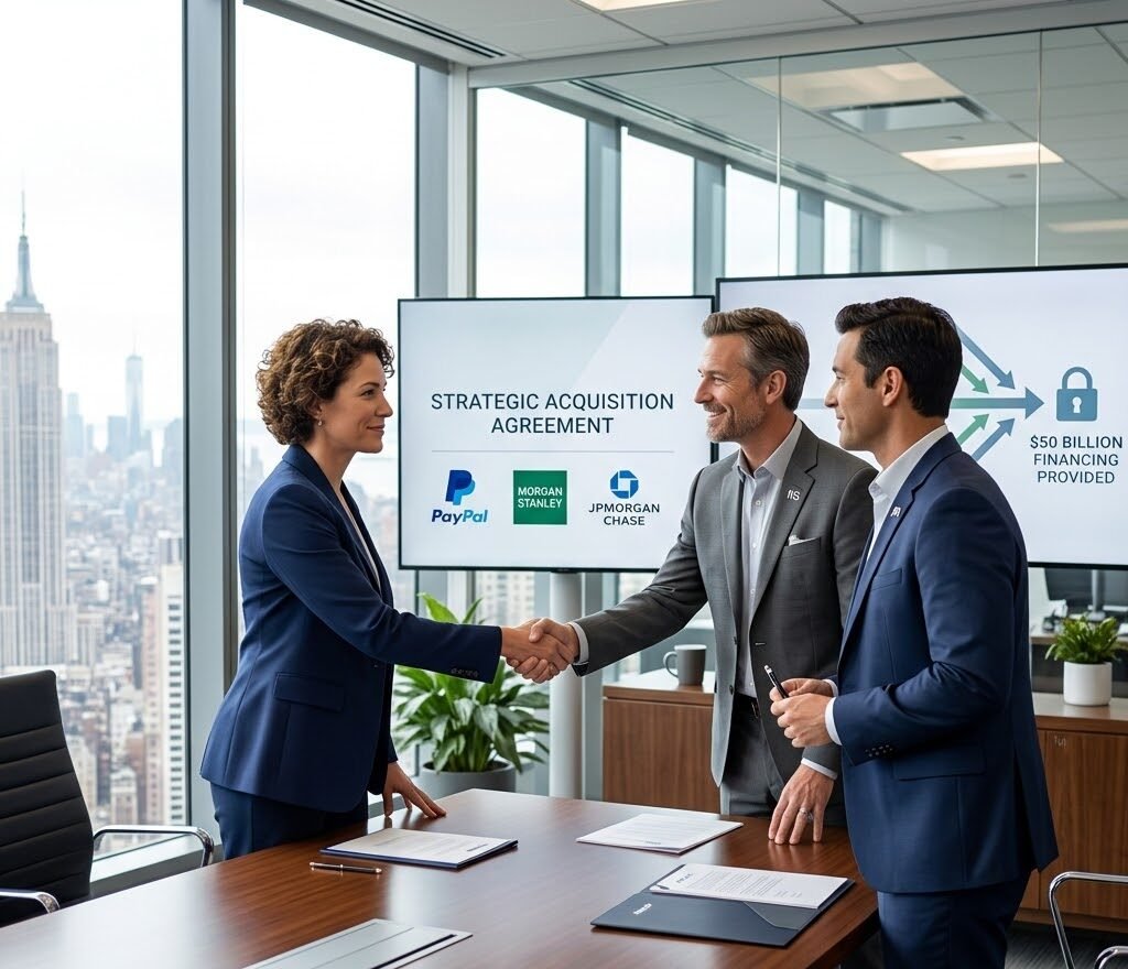 Morgan Stanley and JPMorgan Chase will provide $50 billion in acquisition financing and serve as advisors for the PayPal acquisition deal.