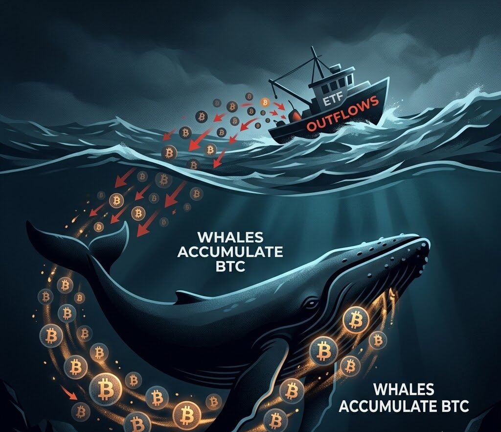 Whales Accumulate BTC Amidst Significant ETF Outflows
