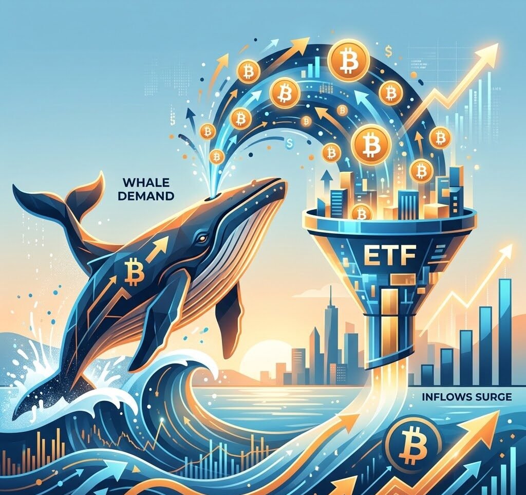 Bitcoin ETF Inflows Surge as Whale Demand Strengthens
