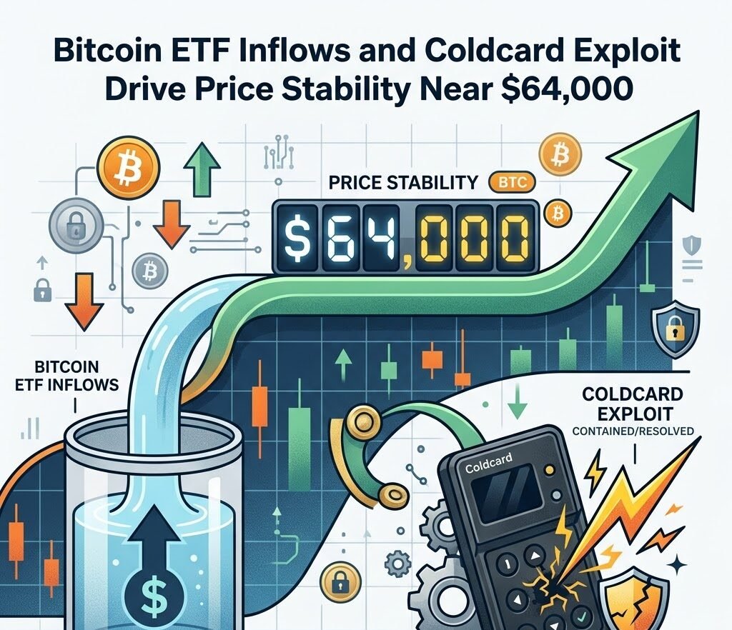 Bitcoin ETF Inflows and Coldcard Exploit Drive Price Stability Near $64,000