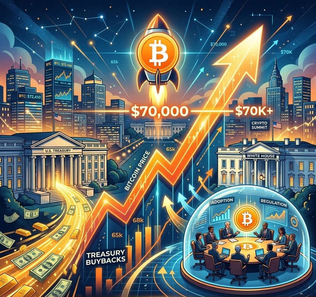 Bitcoin Surges Past $70K on Treasury Buybacks and White House Crypto Summit