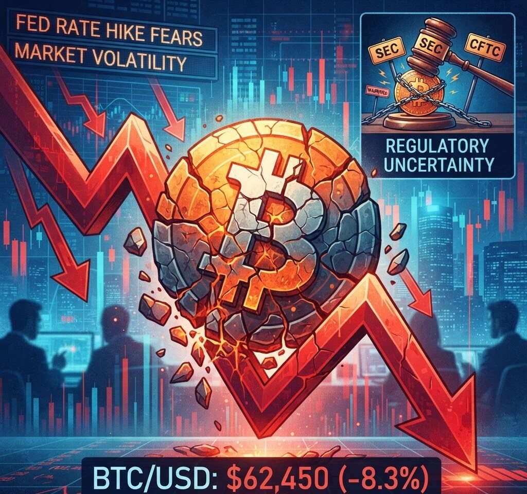 Bitcoin Declines Amid Regulatory Uncertainty and Fed Rate Hike Fears