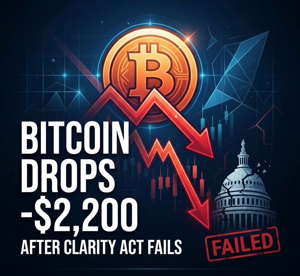 Bitcoin Drops $2,200 After Clarity Act Fails