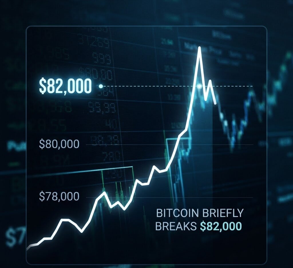Bitcoin briefly broke through $82,000.