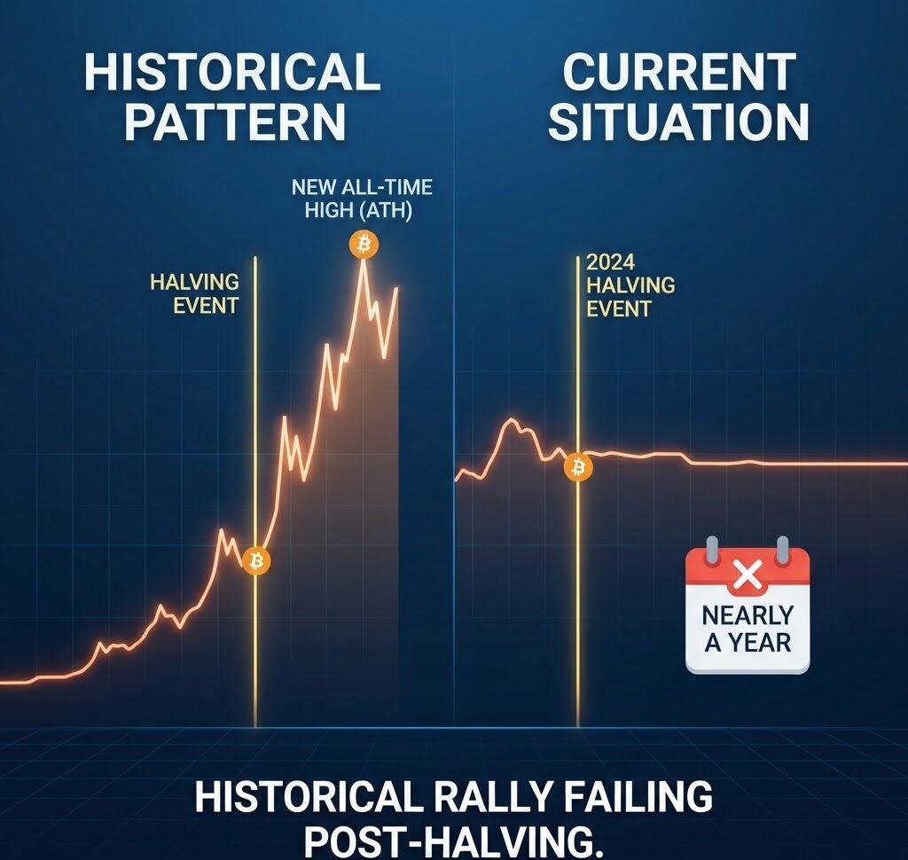 Viewpoint: Bitcoin has not hit a new high in nearly a year, and the historical pattern of quickly rallying to new highs after halving is now failing.