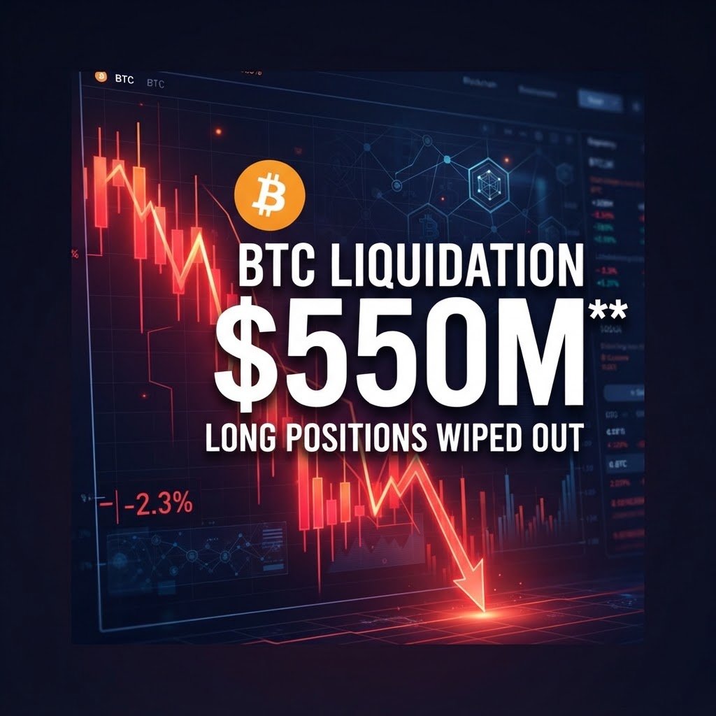 Bitcoin Drops Over 2% as $550 Million in Long Positions Get Liquidated