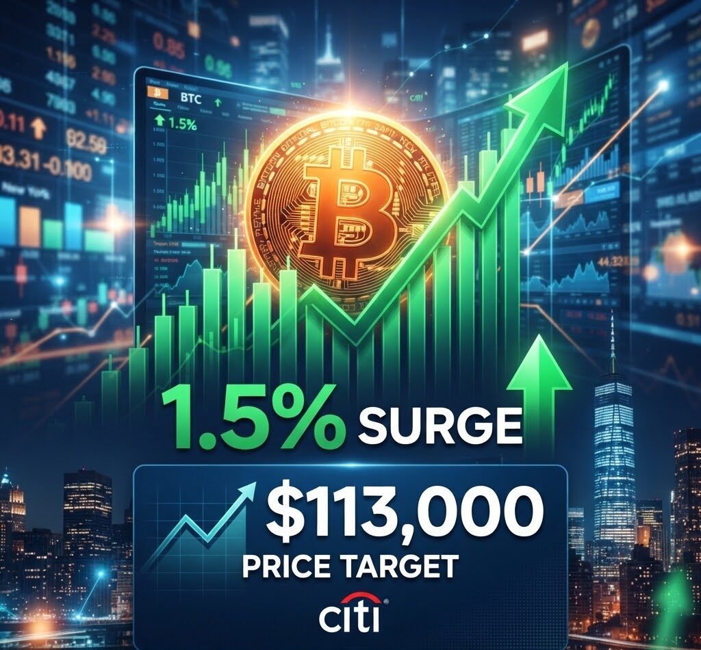 Bitcoin Surges 1.5% as Citi Raises Price Target to $113,000
